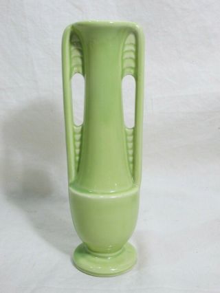 Vintage Art Deco Shawnee Pottery Bud Vase Usa 1178 Lt Green Skyscraper Vase 8 "