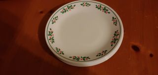 Set Of 6 Corning Corelle Holidays Winter Holly Dinner Plates 10.  25 Inch