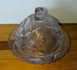 Eapg Boston & Sandwich Horn Of Plenty Flint Glass Covered Butter Dish Circa 1850