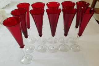 11 Lenox Holiday Gems Champagne Flutes Ruby Red Gorgeous
