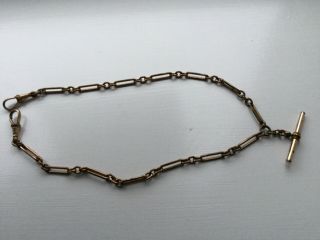 Rolled Gold Pocket Watch Chain,  T Bar Marked Sp&s - 20 Grams