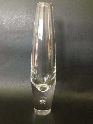 Steuben Signed Teardrop Single Bubble Bud Vase - 8 " H X 2 " W
