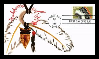 Dr Jim Stamps Us Indian Headdresses Shoshone Hand Drawn First Day Cover