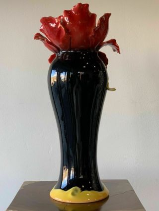 FZ00689 Franz Porcelain Striking Vermillion Peony vase in the box 2