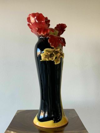 FZ00689 Franz Porcelain Striking Vermillion Peony vase in the box 3