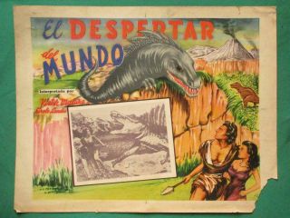One Million B.  C.  Victor Mature Monster Art Spanish Mexican Lobby Card