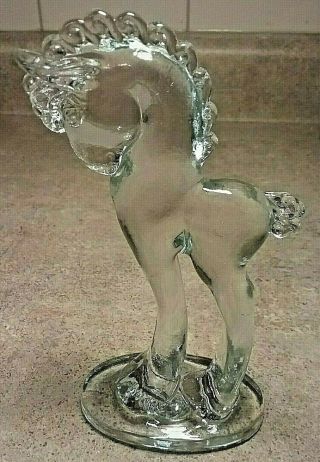 Vtg Mosser Solid Glass Grecian Trojan Horse Pony Figurine 5 1/2 Inches Signed