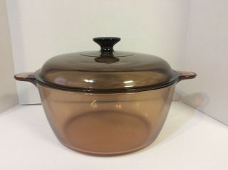 Vision Corning Ware Amber 4.  5 L 5 Qt.  Stock Pot Dutch Oven W/lid Cookware