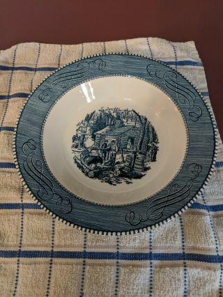Vintage Currier And Ives Large 9 Inch Serving Bowl By Royal China