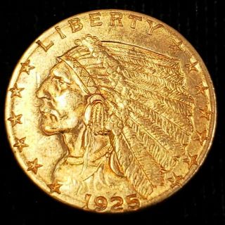 1925 D Us American Indian Head Quarter Gold Eagle $2.  5 Collector Coin Ihqe2503
