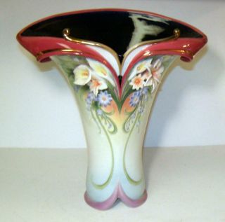 Franz Porcelain Flora & Flutter Large 14 " Floral Vase Fz01484 Pristine