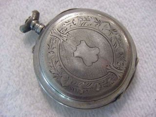 Vintage Sterling Silver Large Antique 1800 M.  H.  Pocket Watch Pocketwatch