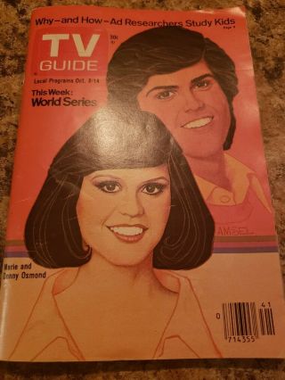 Vintage October 1977 Tv Guide Marie And Donny Osmond Cover