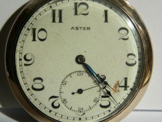 ASTER Louis Muller & Cie.  1920 SWISS Pocket Watch Chronos Movement SILVER 2