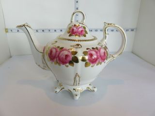 Vintage Rare Royal Chelsea Victorian Style Roses Teapot With Gold Trim Af