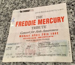 The Freddie Mercury Tribute Concert 1992 Ticket Stub