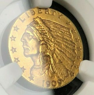 1909 $2.  5 2 1/2 Dollar Us Gold Coin Ncg Au