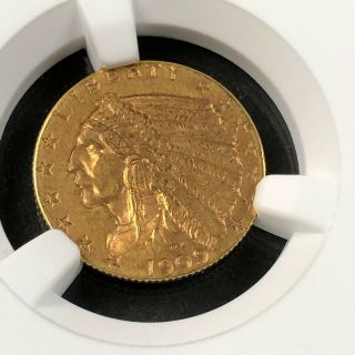 1909 $2.  5 2 1/2 Dollar US Gold Coin NCG AU 3