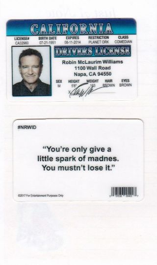 Robin Williams - The Dead Poets Society Good Will Hunting Drivers License