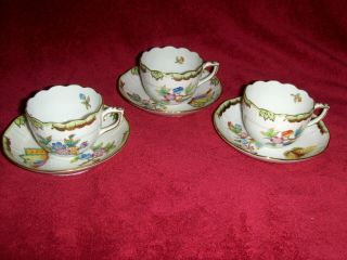 Herend Queen Victoria Mocha Cup&saucer Set Of 3.  711vbo.