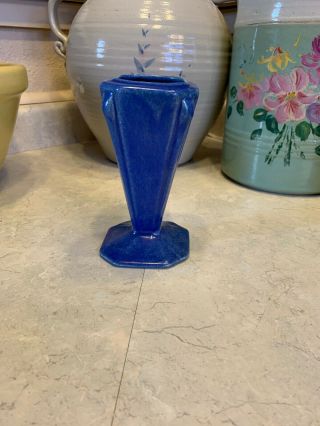 Antique Roseville Blue Futura Art Deco Cone Vase.