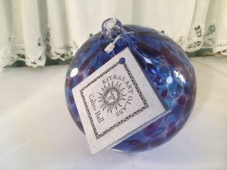 Kitras Art Glass Friendship / Calico Ball Handcrafted Window Ornament Nwt