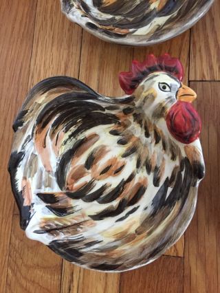 4 Williams Sonoma Tuscan Style Rooster Small Bowls Hand Crafted 2