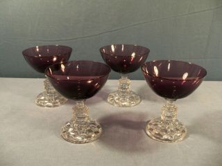 Set Of 4 Fostoria American Lady Amethyst Purple Sherbets Champagne Goblets