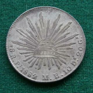 1882 Mexico Silver 8 Reales Mexican Pi Mh Radiant Cap Au