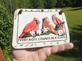 Vintage Smoky Mountain Pottery Gatlinburg Tenn.  Ceramic Wall Plaque - Cardinals
