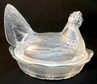 Fenton Art Glass Crystal Velvet Covered Chicken / Hen On Nest 3
