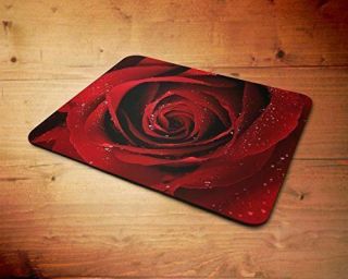 Red Rose Water Drops Rubber Mouse Mat Pc Mouse Pad