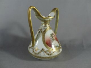 Nippon (Old Noritake) Gorgeous Jeweled Portrait Vase. 2