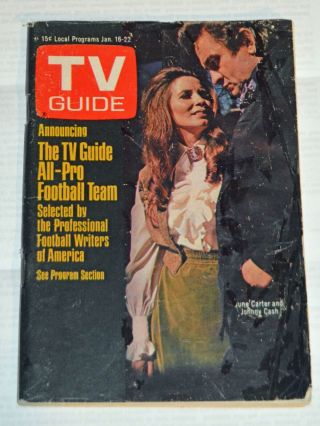 1971 Classic - Johnny Cash - Kansas State Tv Guide G/vg (loaded With)