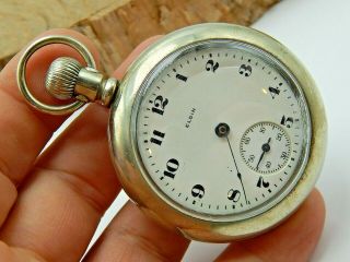 Antique Pocket Watch Elgin Grade 288 18 Size 7 Jewel Circa 1919 N Silverode Case