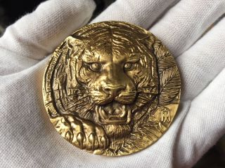 2015 Shanghai Lunar Tiger Head Brass Medal 60mm High Relif Seal
