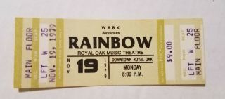 Rainbow With Ritchie Blackmore - 1979 Concert Ticket - - Detroit