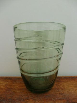 Whitefriars Powell & Sons Ribbon Trailed Vase In Sea Green