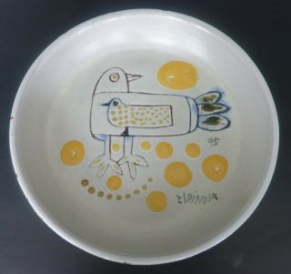 Vintage 1975 Susana Espinosa Pottery 6.  25 " Dish Plate W/ 2 Bird Design Signed