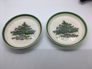 Set Of 2 - 4 " Spode Christmas Tree Porcelain Coaster,  England S3324b,  S3324c