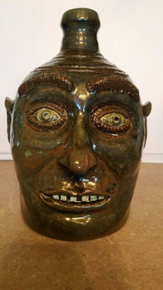 Vintage Bobby Ferguson Face Jug Gillsville Georgia Southern Folk Art Pottery