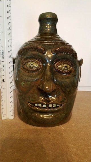 Vintage Bobby Ferguson Face Jug Gillsville Georgia Southern Folk Art Pottery 2