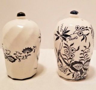 Vintage Blue Danube Blue Onion Ginger Jar Shaped Ceramic Salt & Pepper Shakers