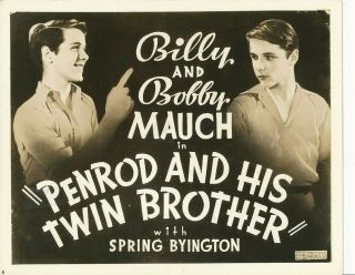Billy Bobby Mauch Vintage Penrod And His Twin Brother Warner Bros Photo
