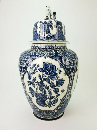 Vintage Blue & White Porcelain Delfts Vase Boch Royal Sphinx Foo Dog E/0313