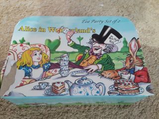 Vintage 2010 Paul Cardew Alice In Wonderland Tea Party Set Of 2 -