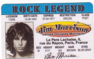 Jim Morrison The Doors Come On Baby Light My Fire Drivers License Id Card