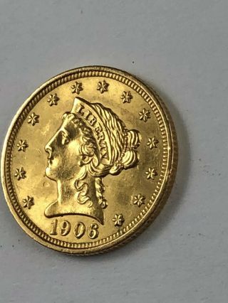 Estate Fresh: 1906 2 1/2 Dollar Us Gold Quarter Eagle $2.  50 Coin.