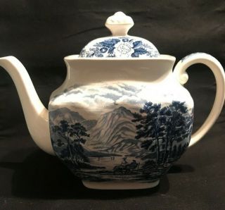 Royal Warwick Lochs of Scotland Blue Tea Pot w/ Lid Box 