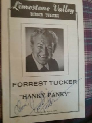 Forrest Tucker Autograph Limestone Dinner Theater Program